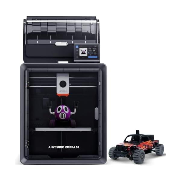 Anycubic Kobra S1 Combo 3D-Drucker Mehrfarbig, 600mm/s Hochgeschwindigkeitsdruck, Trocknen beim Drucken, Dreifach-Kühlsystem, Vollständig Geschlossene CoreXY-Struktur, Druckgröße 250 x 250 x 250 mm